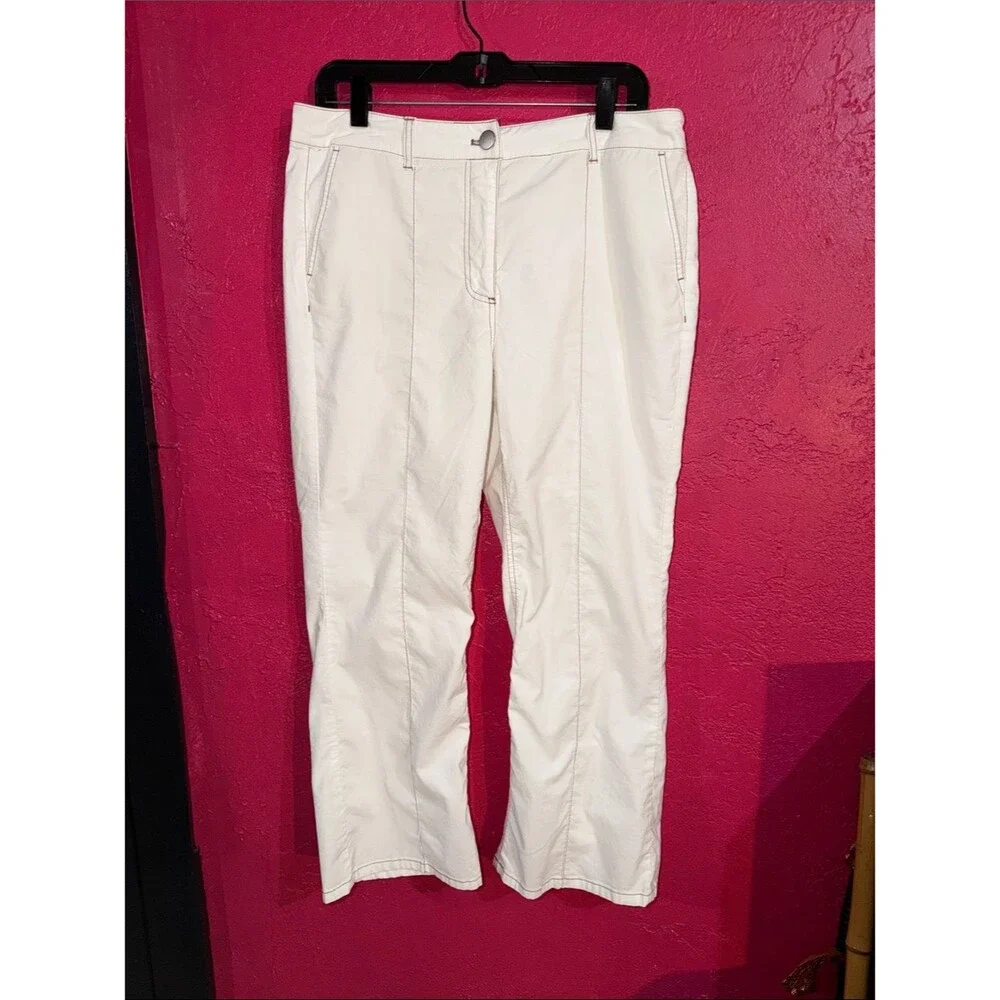 Nicole Miller Cropped White Women's linen/cotton blend Pants Straight Leg. Sz 10